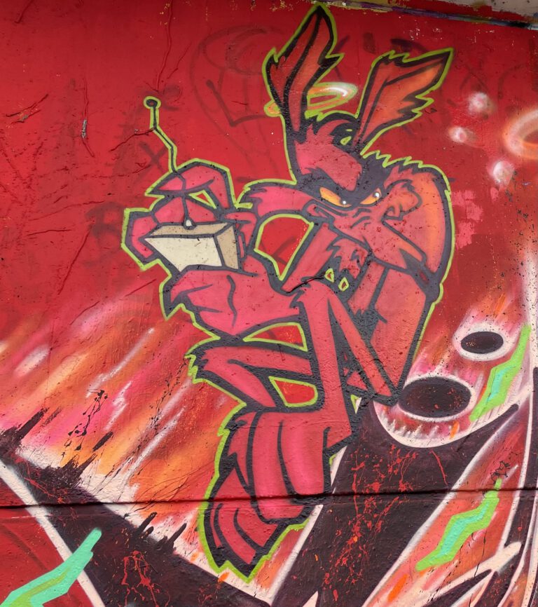 Coyote street art, mural, graffiti, comic art, coyote, character, urban art, painted wall