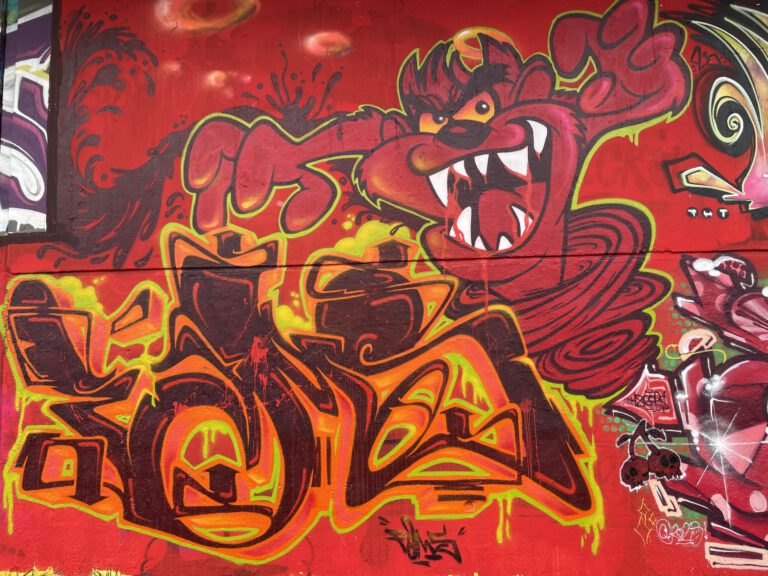 Taz street art, mural, graffiti, comic art, taz, character, urban art, painted wall