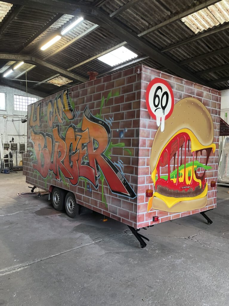 New York street art, mural, graffiti, character, urban art, food truck, burger