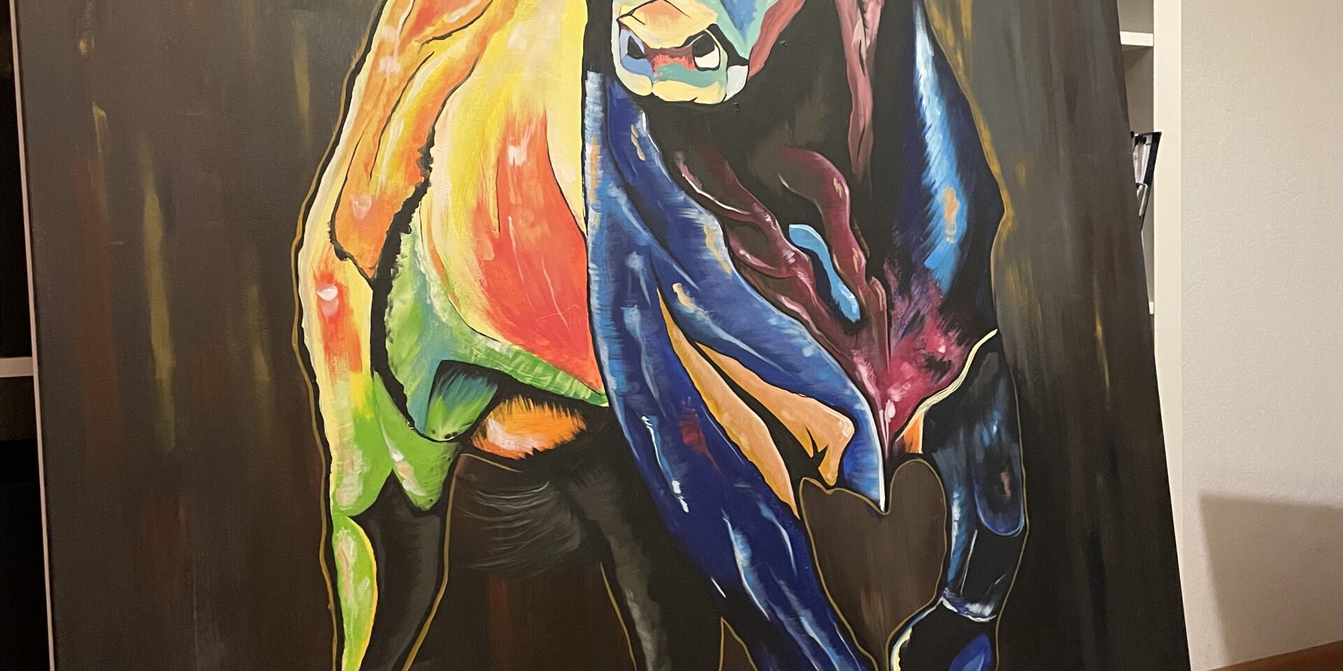 street art, graffiti, painting, bull, canvas, Leinwand