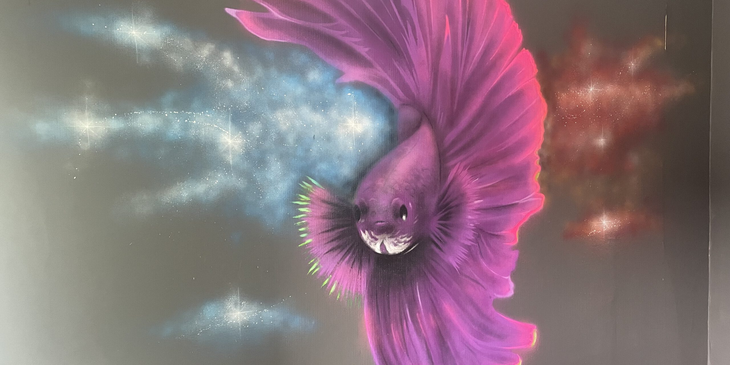 street art, mural, graffiti, portrait, fish, Fisch, Kampffisch, siamese fighting fish, character, urban art, painted wall