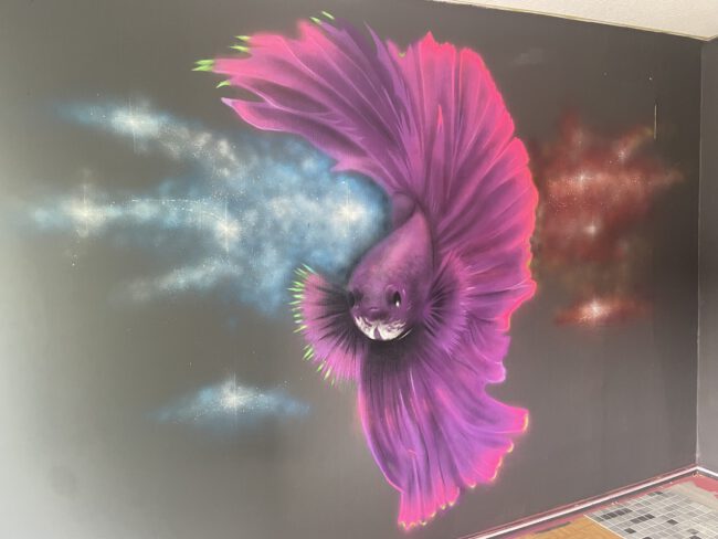 street art, mural, graffiti, portrait, fish, Fisch, Kampffisch, siamese fighting fish, character, urban art, painted wall