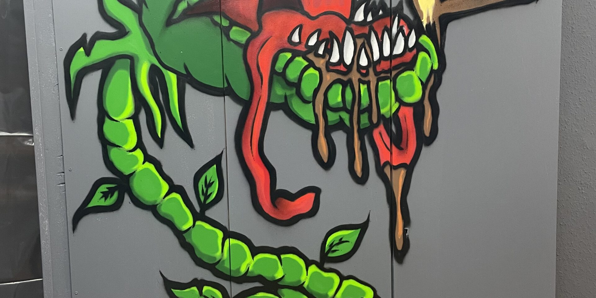 street art, graffiti, painting, piranha plant, art, comic art